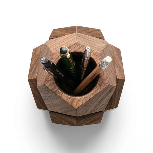 Zunik Geometric Wooden Pen Holder
