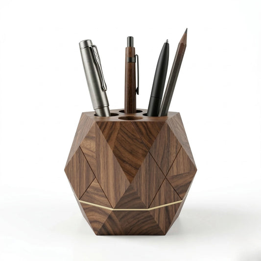 Zunik Geometric Wooden Pen Stand