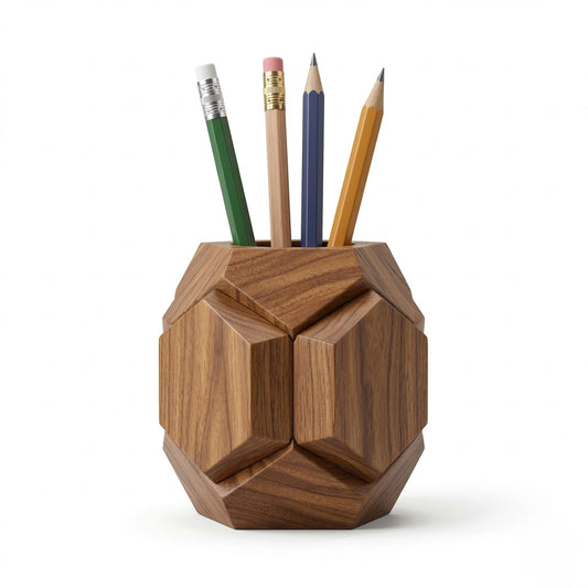 Zunik Geometric Wooden Pen Holder
