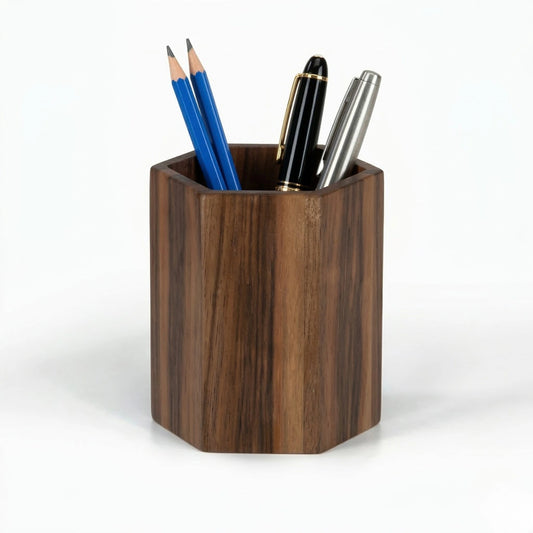 Zunik Minimalist Hexagonal Wooden Pen Holder