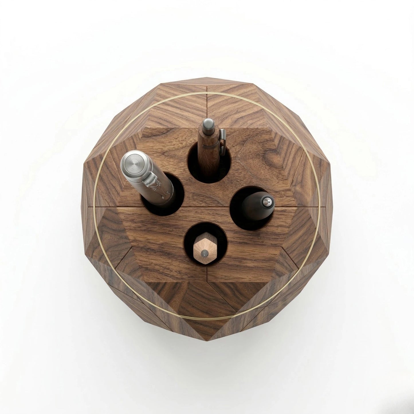 Zunik Geometric Wooden Pen Stand