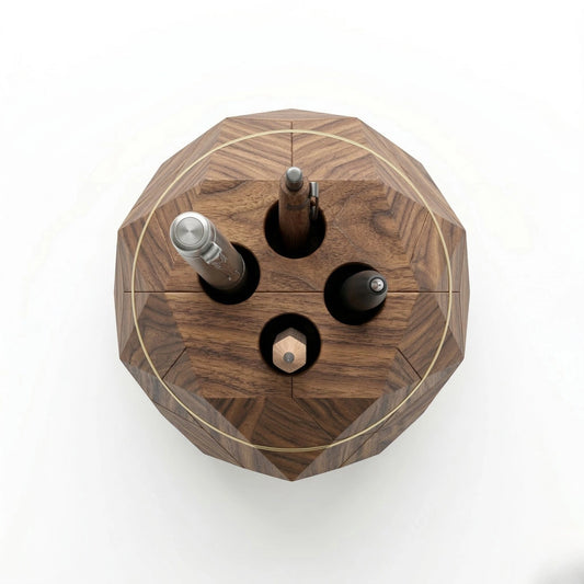 Zunik Geometric Wooden Pen Stand