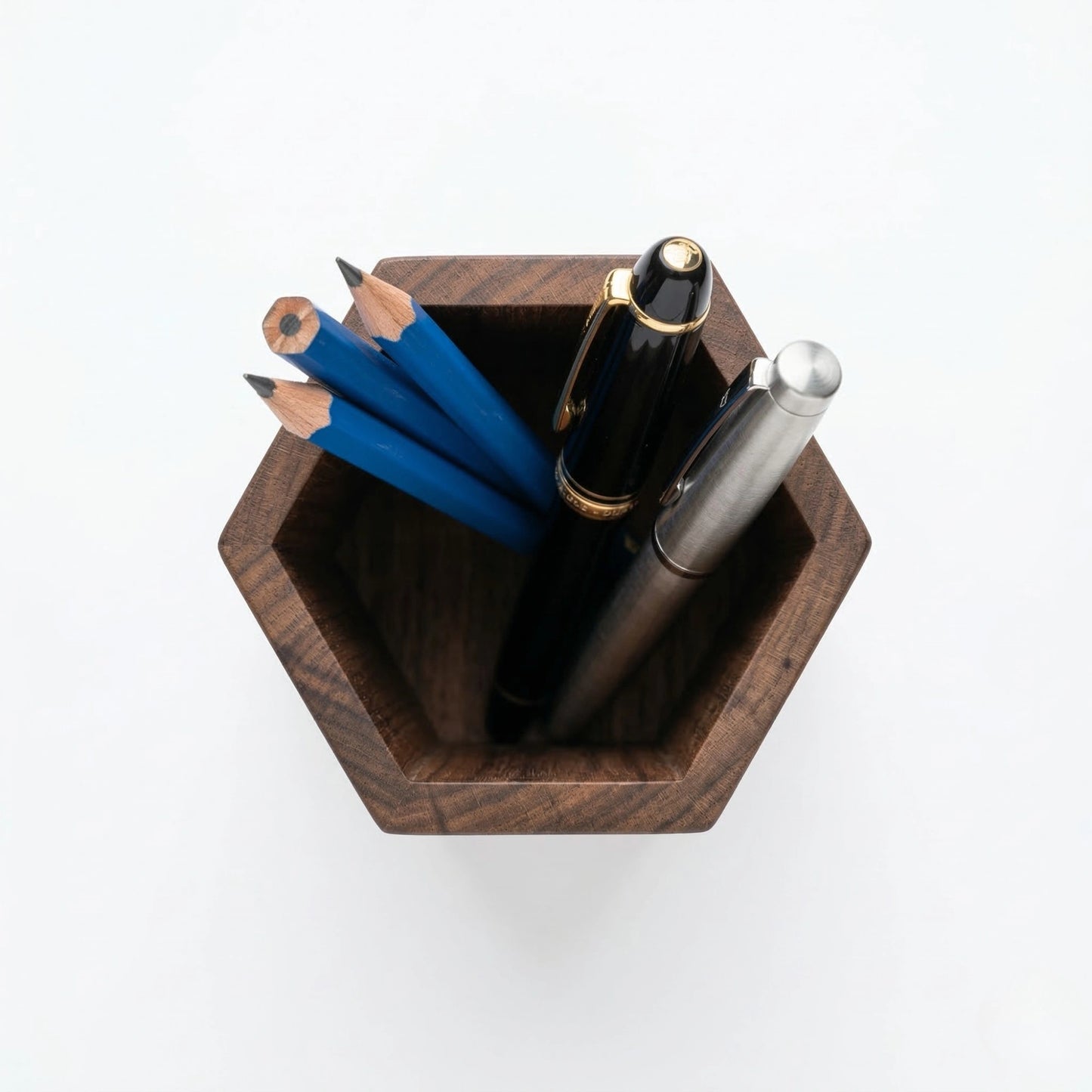 Zunik Minimalist Hexagonal Wooden Pen Holder