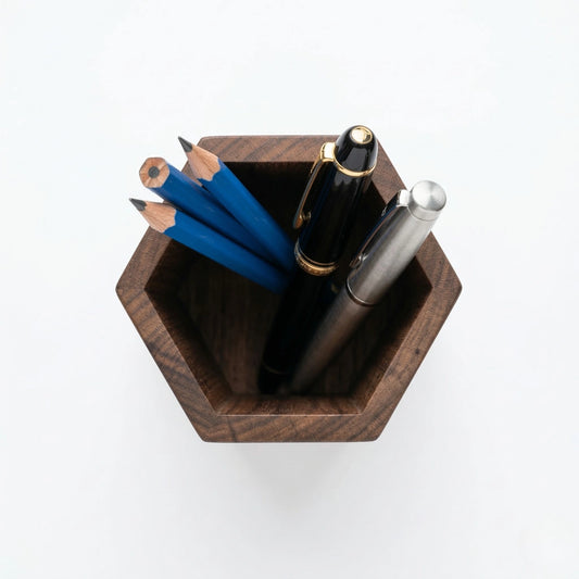 Zunik Minimalist Hexagonal Wooden Pen Holder