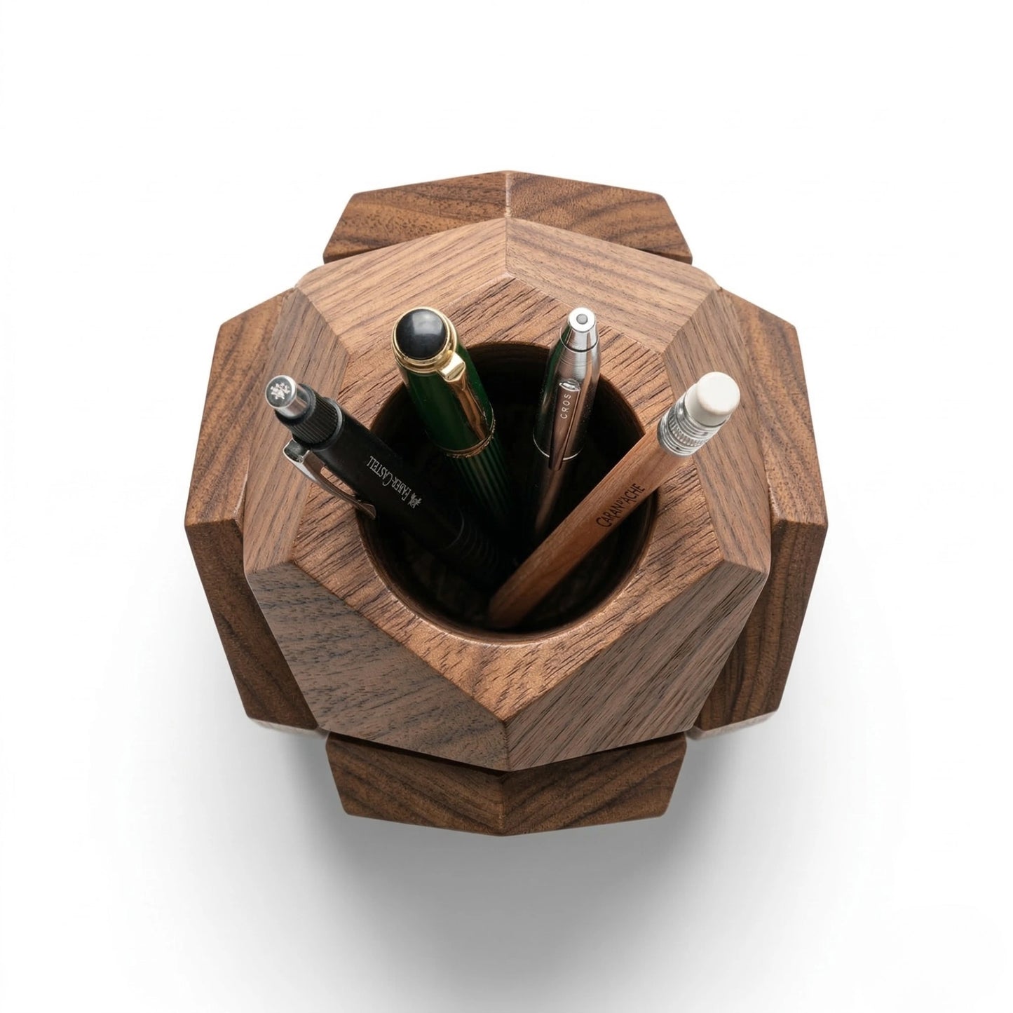 Zunik Geometric Wooden Pen Holder