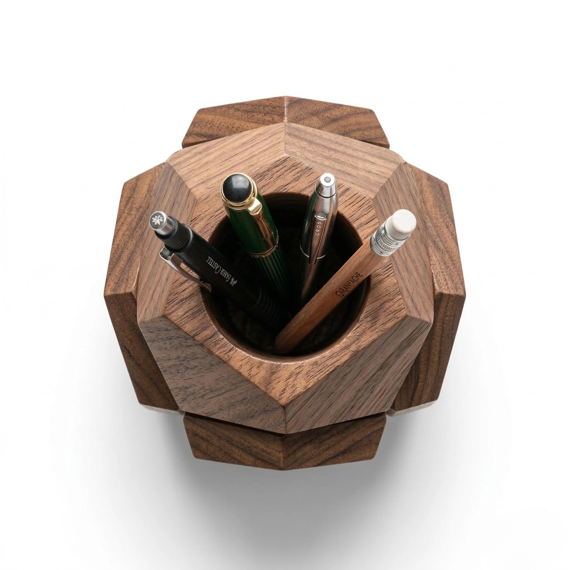 Zunik Geometric Wooden Pen Holder