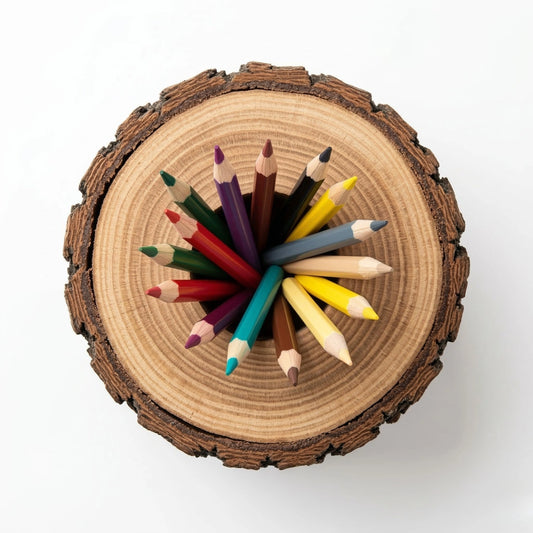 Zunik Natural Log Wooden Pen Holder with Authentic Bark