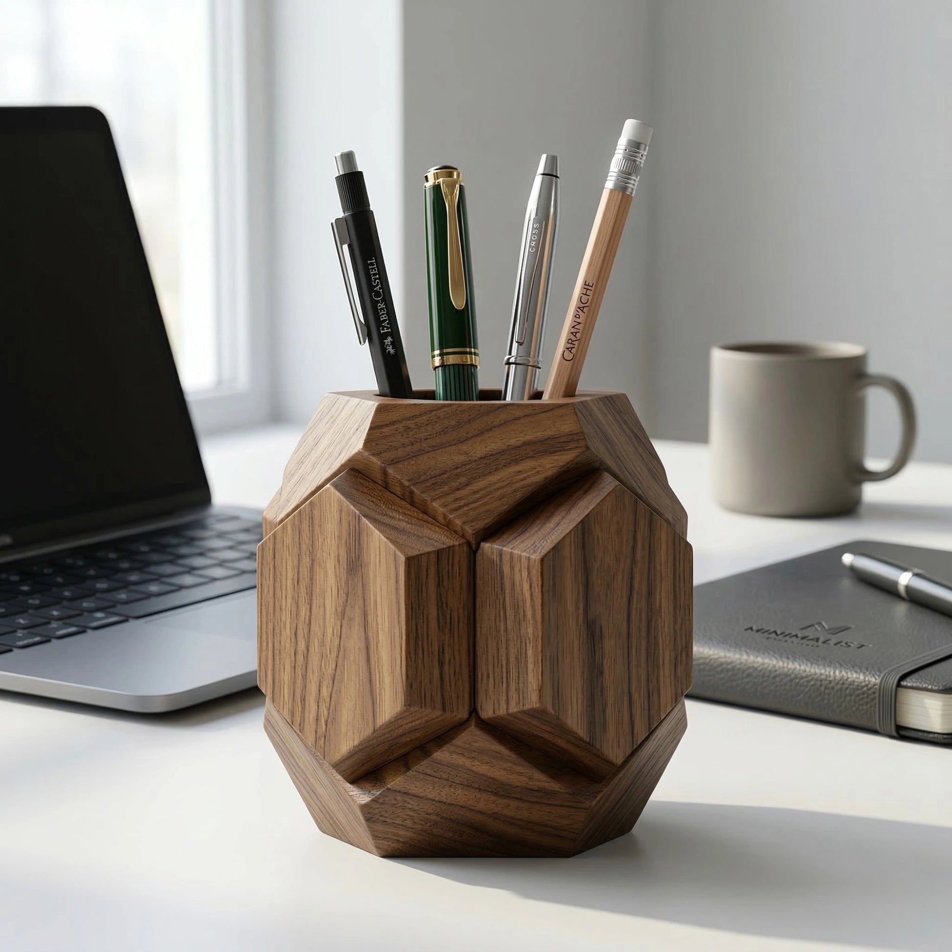 Zunik Geometric Wooden Pen Holder